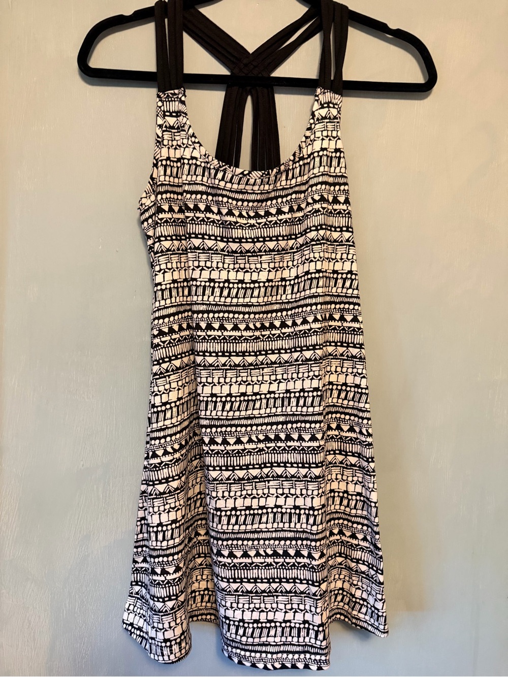 Black & White Patterned Strappy Women's Dress